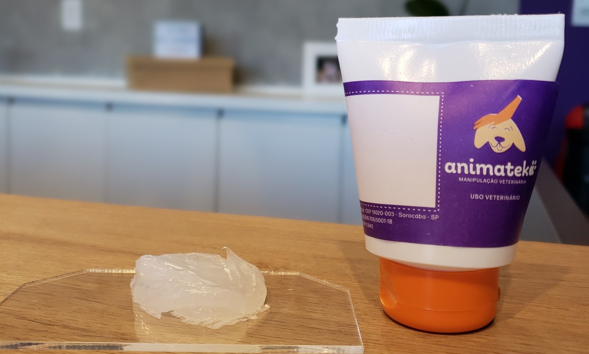 Aplicação de gel transdérmico em um gato